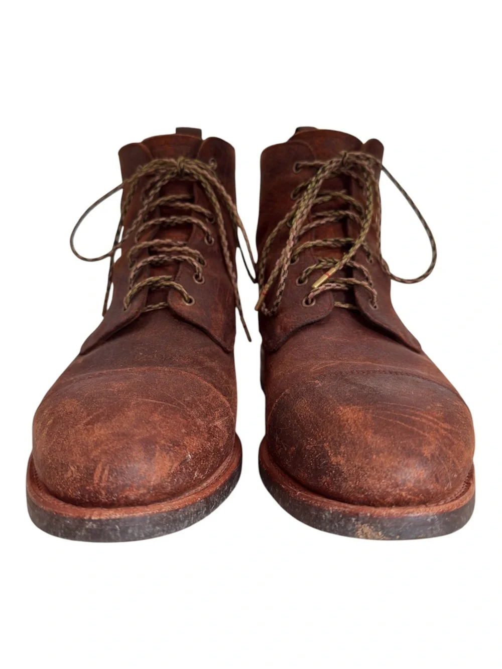 Taft Dragon Lace-Up Cap-Toe Boots in Brown Leather Men's Size 9